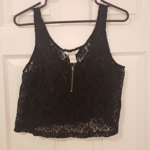 3/$25 Black lace sheer cropped tank